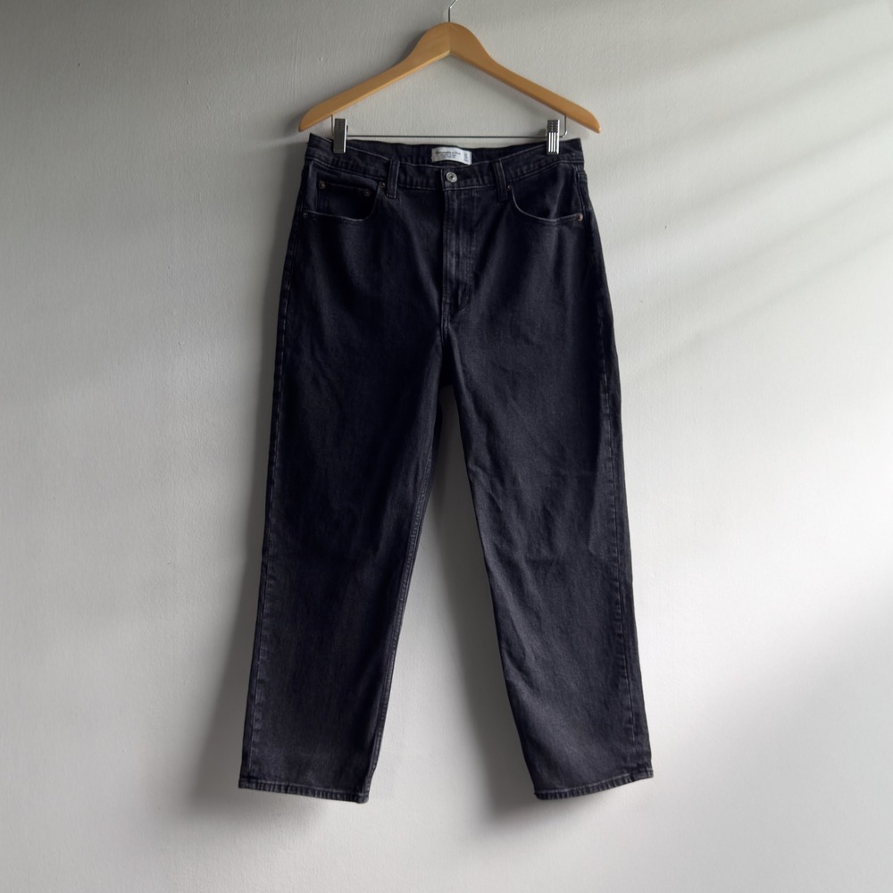 Abercrombie & Fitch Ankle Straight Ultra High Rise Jeans Womens 32 14R Black